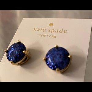 Late Spade Stud sparkle blue earrings NWT